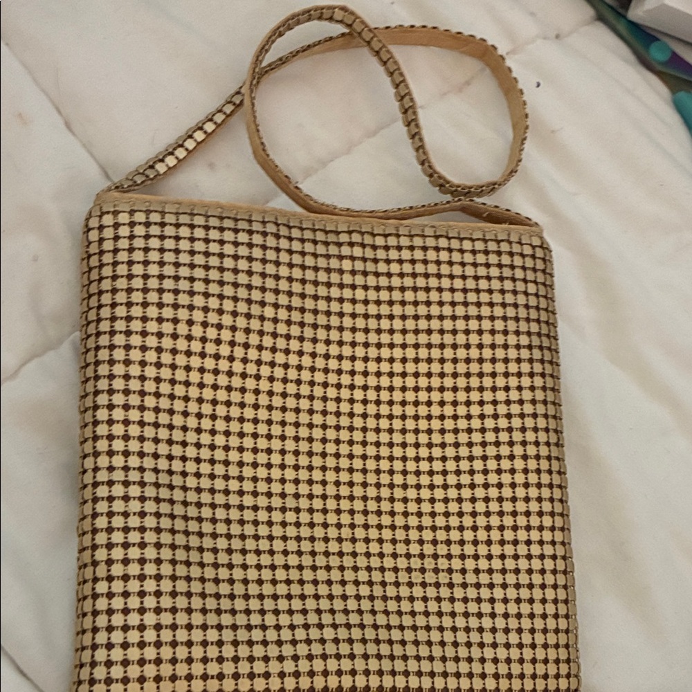 Elegant Checkered Tan and Brown Clutch‎